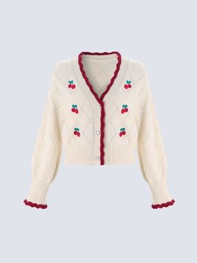 Cider Cherry Cropped Cardigan Size M